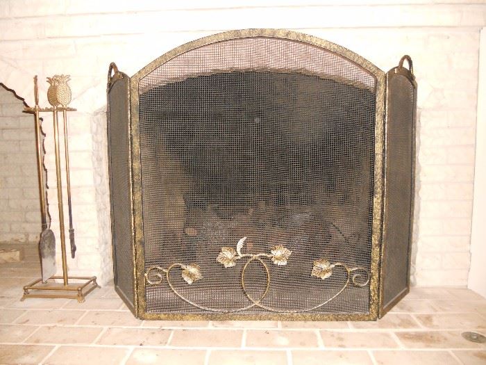Lovely firescreen and fire tools