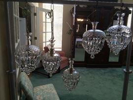 Vintage 1962 Austrian Crystal Basket Chandeliers