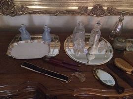 Misc. vanity trays & perfume bottles