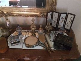 Misc. vanity trays & perfume bottles