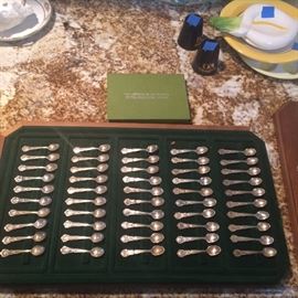 50 state flowers miniature sterling spoon set from Franklin Mint