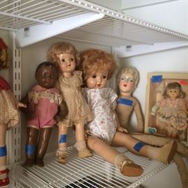 Vintage bed doll, more vintage dolls