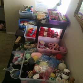 Misc. sewing items, yarn, knitting needles, etc.