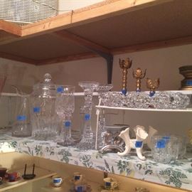 crystal pitchers, candleholders, etc.