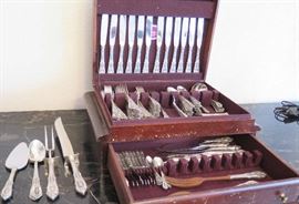 Wallace Rosepoint pattern.  Service for 12 plus extra place pieces and serving pieces.