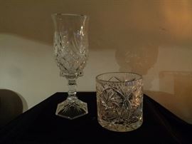Beautiful lead crystal candle stand and holder .