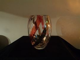 Ornate color textured flower vase.