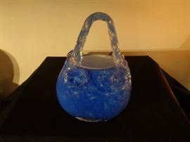 Hand blown Murano glass basket.