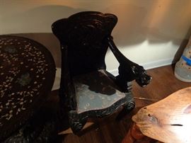 Second Hand carved Chair , also has dragon on ends of armrests .