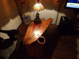 Hand-carved cyprus table.
