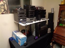 Some of our collection of Radios, tuners, complete bookshelf audio systems, we also have 3 rare Video-Disc players , and a large collection of video discs.