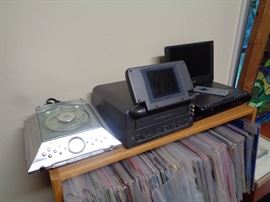 Portable electronics, small tuner and CD player, Audiovox portable VHS Player with LCD screen, tested and working.