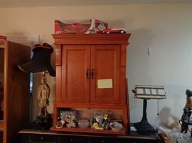 Nice table top hardwood storage cabinet.