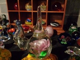 Hand blown flower glass table piece.