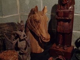 Unique carved horses head .