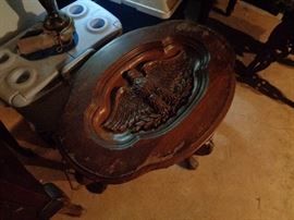Vintage carved Eagle inlay table .