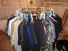 One of our racks of concert T-Shirts and Floral print shirts ......