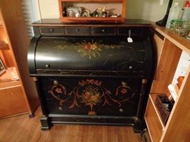 Vintage Roll top desk, handpainted and very functional.