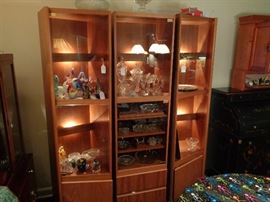 Large corner curio display cabinet.