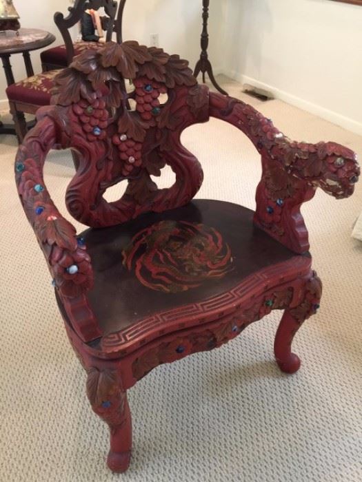100+ Years Carved Dragon Chair