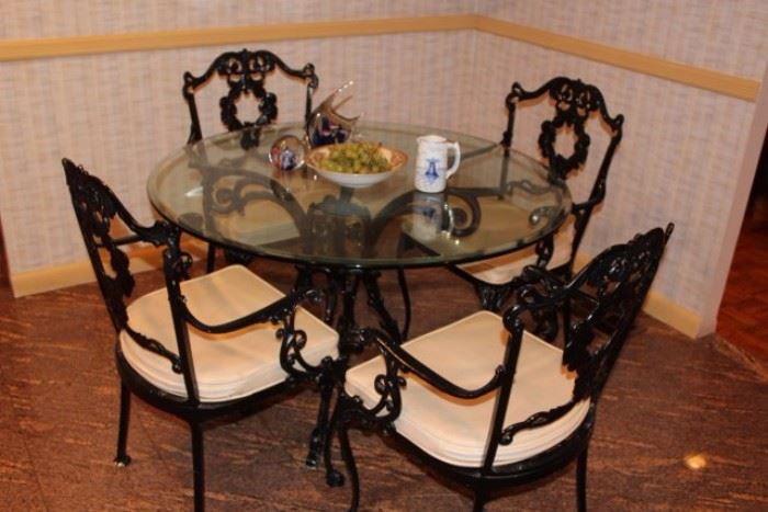 Glass Round Table & 4 Chairs