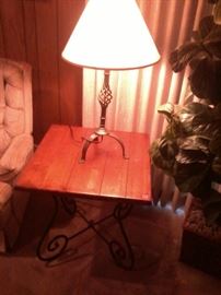SOLID WOOD END TABLE AND LAMP