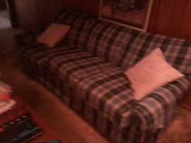 PRIME BROTHERS BLUE PLAID COUCH