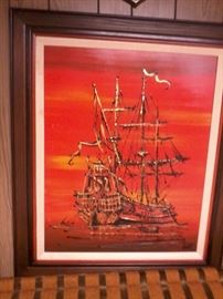VINTAGE GHOST SHIP PAINTING