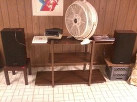 STEREO SHELF, FANS, SPEAKERS