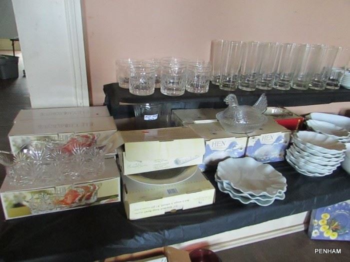 Lots of glassware, some new in box, some vintage.