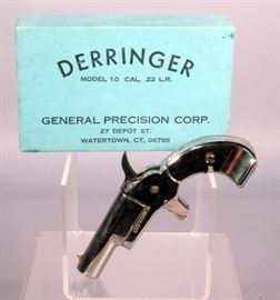 General Precision Derringer Model 10 Pistol, .22 LR, SN# 1528, Nickel, With Original Box