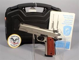  High Standard Model of 1911 USA M1911-A1FS Pistol, .45 ACP, SN# HS1221871, Brushed Stainless, Beaver Tail Safety, Checkered Walnut Grips, Unfired