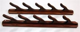 Wall Mount Wood Gun Holder Rack For 5 Guns - 1 Pair, 40" High and 5" Wide