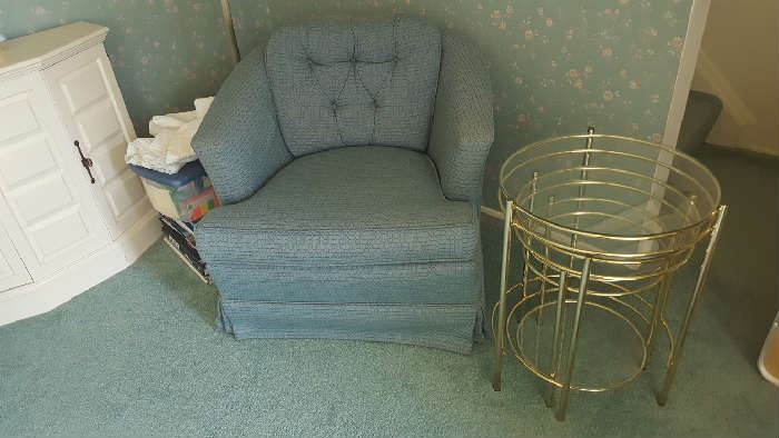 Blue curved back chair - $25