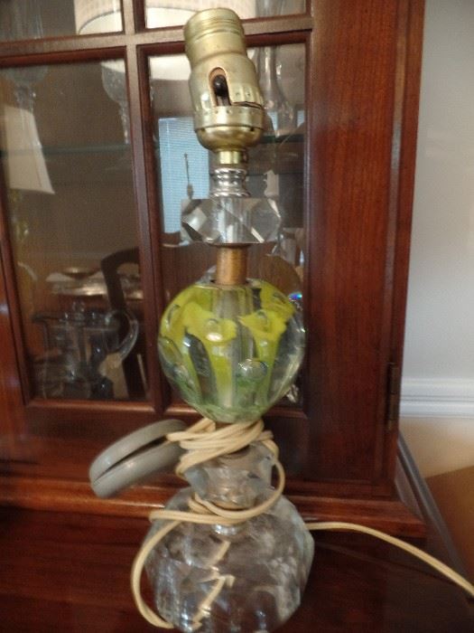  Vintage St. Clair "paper weight" crystal lamps  
