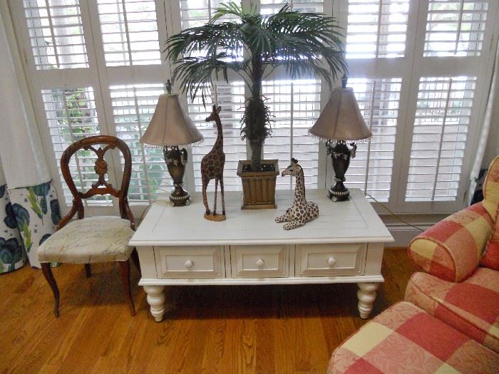 White painted coffee table with storage
