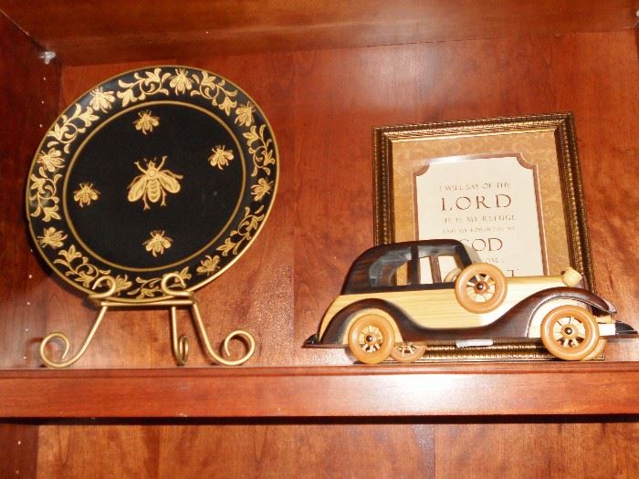 Bee designer plate and wooden car