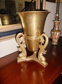 Brass urn with sea serpent base