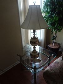 Chrome & Glass End Table 26"sq X 21"H