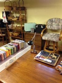 Nice furniture pieces and sewing items in basement