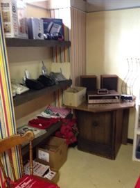Land line phones and corner cabinet set