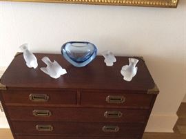 Lalique set of 4 sparrows $500, Campagne Chest $700