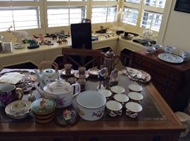 Elephants, porcelainn Nippon China, sterling silver, Pewter silver 