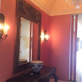 Large hand carved mirror and console table - Ming Dynasty Bowl