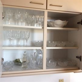 Waterford Crystal glasses and Thomas Webb England Etched glasses Bowls 