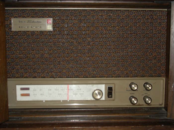 inside of radio cabinet is the radio