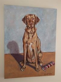 Aww, sweet pet portrait! Original oil, artist signed, but she's gotta go.