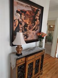 Large giclee print, hand-embellished by artist Nick Bantock. This art graced the cover of his book, "The Venetian's Wife" and is the only one in existence. The retail price was $3,500.00, the frame an additional $400.00.