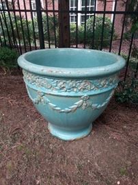 Wonderful vintage glazed pot - huge (3' tall) & heavy!