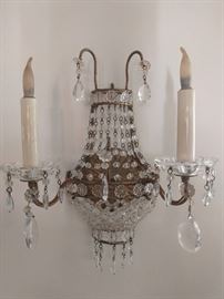 Close-up of one of the crystal wall sconces - cute as a bug!